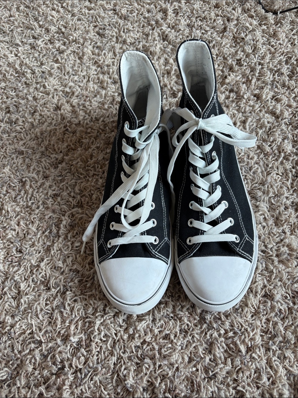 Black and White High-Top Canvas Sneakers